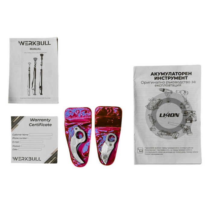 Акумулаторна Безчеткова Ножица WerkBull Germany® /36V 8Ah/ + две батерии + LED Дисплей и масло