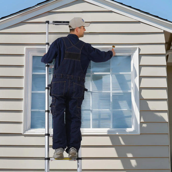 Телескопична алуминиева стълба 3,8 м, до 150 кг - снимка 1