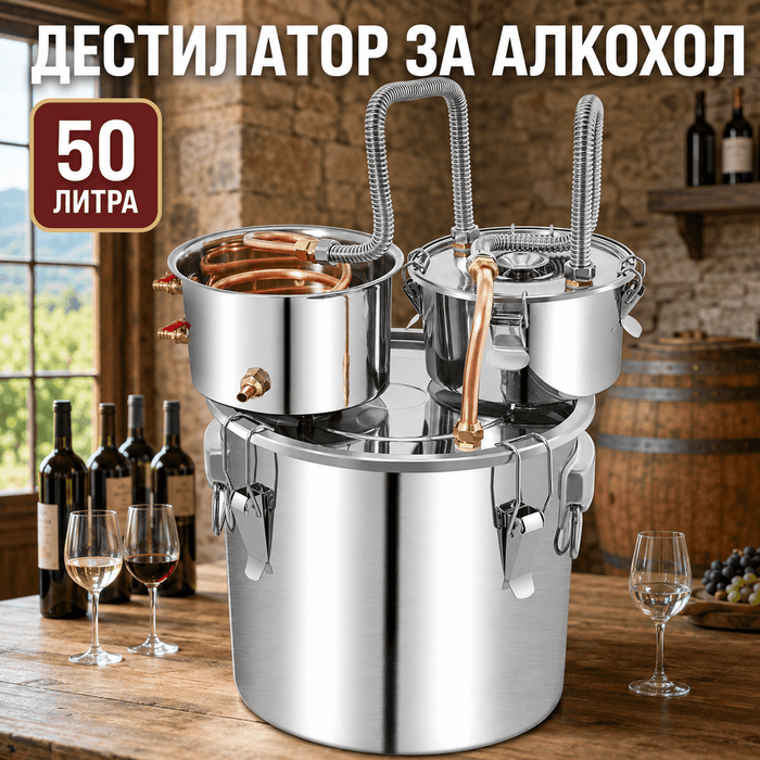 Дестилатор за алкохол, вода и етерични масла – казан за ракия