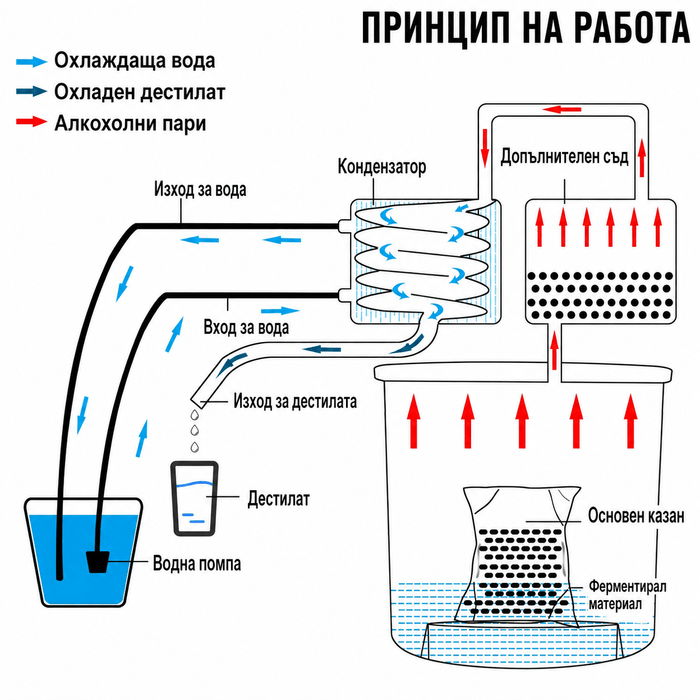 Дестилатор за алкохол, вода и етерични масла – казан за ракия