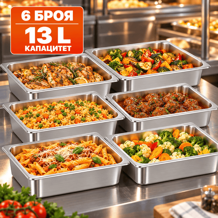 Гастронорм съдове GN 1/1, 6 броя без капаци – 13 л, снимка 1